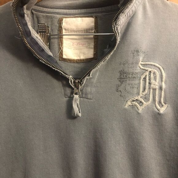 Vintage Aeropostale Men’s Distressed 1/4 Zip Pullover Mock Neck XL Sweatshirt - Picture 3 of 6